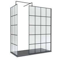 8mm Glass Walk In Wetroom Screens With Matt Black Framed Design And Slate Grey Shower Tray - 1700 X 800mm