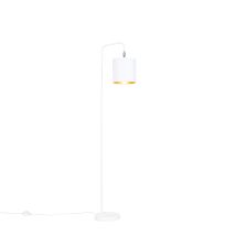 Lampada Da Terra Con Paralume Lofty - Moderno - Acciaio,tessuto - Bianco - Tondo/oblungo/cilindro Max. 1 X Watt - Qazqa