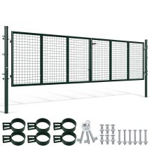 Wolketon Doppelflügeltor Einfahrtstor Gartentor Tore Hoftor Verzinkt 350cm X 100cm Grün Doppelflügel - Inkl. Schloss, Schlüsseln Gartenpforte Zauntor