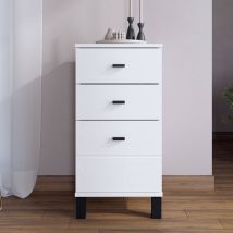 Kommode Vilcab, 3 Schubladen, Mit Beinen, Schiebemechanismus, 39x35x78h Cm Weiß
