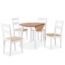 Vidaxl Essgruppe 5-tlg. Mdf Und Gummibaumholz Weiß