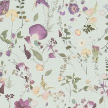 Profhome - Carta Da Parati Floreale 397463 Carta Da Parati Tnt Goffrata A Caldo Leggermente Strutturata Con Ornamenti Floreali Opaca Verde Viola 