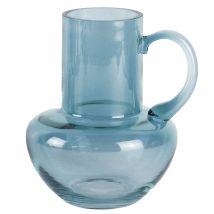 Kristallvase mit blauen Griffen – 17x14x12cm – Elegantes Design für frische Blumen – Dekoratives Element