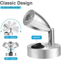 Foco Led De Lectura De 12 V Con Interruptor Ajustable, Luz Cálida Para Interior De Autocaravana, Barco (2 Unidades) (interruptor A De Encendido/