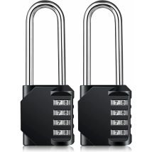 Gotrays - Heavy Duty Combination Lock - Weatherproof Padlock, Resettable Lock, 2.5' Long Shackle, 4 Digit Zinc Alloy Combination Lock For Shed Fence 