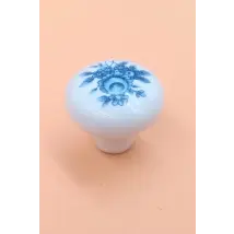 Pomolo Cottali Ceramica Bianca Con Fiore Blu Ct38011