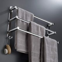 Crea – Retractable Stainless Steel Towel Rail – Adjustable Length 43 To 78 Cm – Drill-free Installation For Bathroom And Kitchen