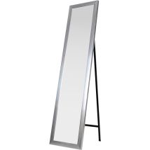 King Home Standspiegel 159 cm x 38 cm mit silberner Hülle – eleganter Fußbodenspiegel für modernes Wohnen