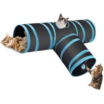 Dreifach Faltbares, T-förmiges Katzenspielzeug Mit Katzentunnel Und Loch Für Katzen, Kätzchen Und Jungkatzen