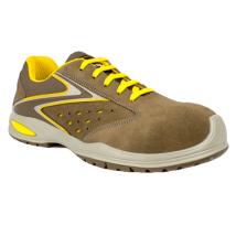 Rico S1p Scarpe Basse Da Lavoro Antinfortunistiche N.35 In Pelle Scamosciata Velortech Traforata Naturale Metal Free Made In Italy Marrone + Giallo 35
