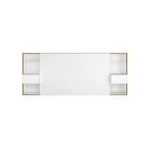 Tete De Lit Avec Etageres + Chevets - Decor Chene Artisan Et Blanc - L 255 X P 36 X H 103 Cm - White