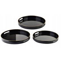Mondex Black Juego De Bandejas Decorativas Negras