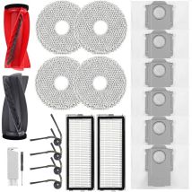 Forehill – Accessory Kit For Roborock Qrevo Curv And Edge Vacuum Cleaners – 2 Tangle-free Main Brushes – 2 Hepa Filters – 6 X 3l Dust Bags – 4 