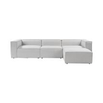Sofá Modular Componible De 4 Plazas Con Reposapiés En Lino Fora - Gris