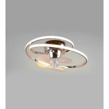 Lámpara De Techo Led Cromada Con Ventilador Ø50 Cm Con Mando A Distancia
