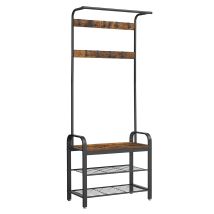 Songmics - Vasagle Appendiabiti Con Scarpiera, Mobile Da Ingresso Con Panca, 4 In 1, 9 Ganci Rimovibili, Barra Attaccapanni, Entrata Corridoio, 33,7 X