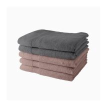 Set Di 5 Asciugamani Oggi 70x130 Cm 100% Cotone - 3 Sabbia + 2 Acciaio