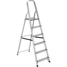 Garden – Échelle en aluminium 6 marches – Dimensions : 105 x 47 x 172 cm, Capacité : 150 kg – Escabeau