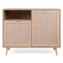 Les Tendances – Bali 01A Chest – Sonoma Oak with Cane Print – 101.4 x 40 x 87 cm – Ethnic Style – Solid Wooden Legs