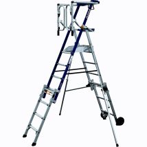 DUARIB Arbeitsplattform XT7 – Aluminium – 3,03 m bis 3,79 m Arbeitshöhe – rutschfester Boden 0,55 x 0,40 m – 150 kg Nutzlast