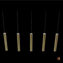 B-Ware Fabas Luce Led Hängeleuchte Pendelleuchte Prado Gold 5 Flammig Linear Dimmbar