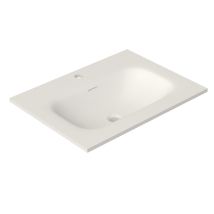 Saniclass Flow Meuble Lavabo - 61x46x1.5cm - Trop-plein - 1 Vasque Centrale - 1 Trou De Robinet - Solid Surface Blanc Mat