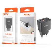 Cargador De Red Usb Qc3.0 + Type-c / Gan 20w / Negro / Ta0383 / Mtk / 0053832