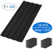 Kms - Birchtree 16pcs Galvanized Metal Roof Sheets Panels Corrugated Roofing Garage Shed Rss01 Black