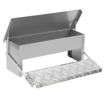 Swanew Futterautomat Hühner Für Geflügel – Hühnerfutterautomat Mit Selbstöffnendem Pedal, Trog Spender, Ideal Für Hühner Und Gänse 50x20x19cm