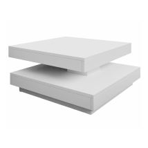 Loungitude - Mesa De Centro Convertible Comfivo 385, Blanco, 34x70x70cm, Diámetro: 0, Aglomerado Laminado, Angular