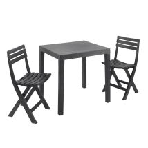 Progarden Balkonset Club 3-teilig Wetterfest Polypropylen Anthrazit Balkon Set