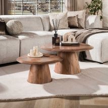 Lot De 2 Tables Basses Style Nature En Acacia Massif Brun Ronie