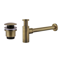 Tecom - Antique Bronze Drain And Siphon Set, Round, Model Damast Kitsca3 Bronze