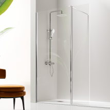 Kassandra – Parete doccia fissa e porta girevole GIRO 105-125 cm – Vetro temperato, Alluminio anodizzato, Altezza 195 cm