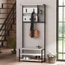 Veriaffari.it - Weißer Nomad Eingangsregal Mit 5 Haken Garderobe L 78 X B 30 X H 182 Cm