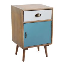 Multicolor -holz -nachtkabine Mit 1 Schublade Und 1 Anta -creme