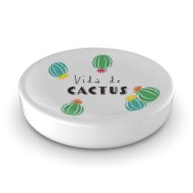 Porta sapone da appoggio Cactus in ceramica bianca – 11x3x8 cm – Design colorato e originale – Metaform