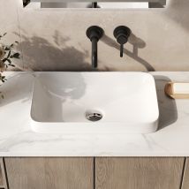 Deervalley Ally Aufsatzwaschbecken Aus Weißer Keramik – Ein Modernes, Halb-unterbautes Badezimmerverschtt In Rechteckiger Form (ca. 490 × 300 × 120 Mm