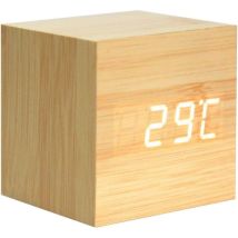Sveglia Digitale Compatta In Legno Con Controllo Vocale E 3 Livelli Di Luminosità - Ideale Per Viaggi E Camera Da Letto