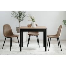 Table À Manger Capri - Chêne Artisan & Noir - Carré - 4 Personnes - 90 X 67 X 76 Cm