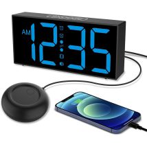 Rnemitery - Extra Lauter Wecker Mit Bettschüttler, 7-zoll-led-vibrationswecker Für Gehörlose Und Schwerhörige, Schwerschläfer, Doppelwecker, 