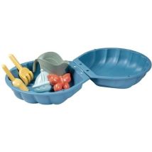 Smoby Life - Mini Cassa Di Sabbia Doppia Rifornita - Forma Conchiglia - Paletta, Rastrello, Stampo Per Sabbia, Annaffiatoio - Materiale Riciclato - 18
