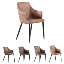 Single Zarah Modern Leather Dining Chair - Upholstered In Faux Leather With Metal Legs - Armchair For Dining Room Kitchen Living Room - Cappuccino