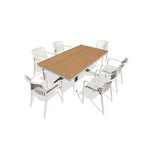 Lamu - Conjunto De Comedor De Jardín De Aluminio Para 6 Personas - Gris Topo - Dcb Garden