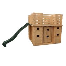 Outdoor Toys - Kinderspielhaus Aus Holz Lucca 423x194x193 Cm Mit Terrasse Und Rutsche