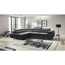 Romano - Aston Velvet Left Hand Facing Corner Sofa Bed With Storage And Lift Mechanism - Dark Grey