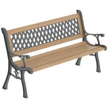 Home Discount - 3-sitzer Gartenbank Mit Holzlatten Und Gusseisenbeinen, Outdoor-sitzmöbel, Braun