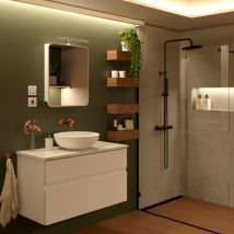 Armoire Miroir Avec Led, Armoire De Salle De Bain, Éclairage Led, Blanc, Miroir Avec Étagères