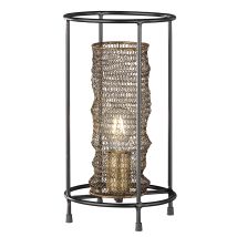 Fischer&honsel - Lampada Da Tavolo Lampada Da Comodino Ottone Antico Soggiorno Lampada Da Tavolo Lampada Da Lettura, Paralume In Maglie Di Catena, 1x 