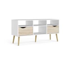 Tvilum - Mueble De Tv - 4 Compartimentos Y 2 Cajones - Blanco / Roble - 117,2 X 39,1 X 57,4 Cm